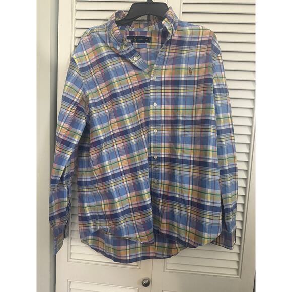 Ralph Lauren Polo Pastel Blue, Yellow Plaid Casual Button Down Sz: XL - Picture 1 of 4